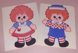 Raggedy Ann &amp; Andy Stickers Vintage  70s Hallmark 6&quot; Large Sticker Set - £9.49 GBP