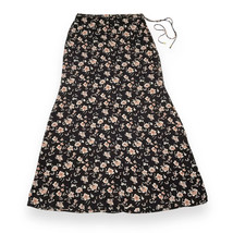 Free People Women&#39;s Black Floral Maxi Side Slit Skirt Size 6 Summer B4HP... - £19.63 GBP