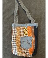 Gloria Vanderbilt Blue Denim Patchwork Purse 12”x 14” Fall Themed - $322.34 MXN