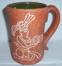 Vintage Cozumel Mexico Indigneous Indian Matte Clay Pottery Souvenir Cof... - $63.95