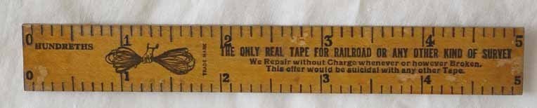 advertising ruler Chicago Steel Tape railroad tool wooden premium vintage Item image 2