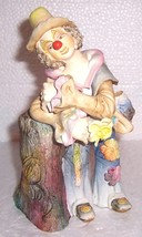 Vintage Handmade Ceramic Clown Leaning on A Tree By Artist Guzman Trunk Hecho A  - £380.97 GBP