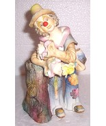 Vintage Handmade Ceramic Clown Leaning on A Tree By Artist Guzman Trunk ... - $484.14