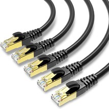 CAT 8 Ethernet Cable 3 Feet 5 Pack Black Shielded SFTP Internet Network ... - £26.93 GBP