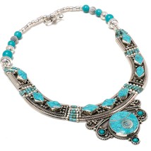 Tibetan Turquoise Handmade Christmas Gift Jewelry Necklace Nepali 18&quot; SA 4882 - £19.99 GBP