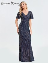  backless maxi sequin prom evening dresses for women 2023 elegant party summer d - £100.09 GBP