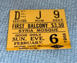 BOB DYLAN  1966 USED CONCERT TOUR TICKET STUB SYRIA MOSQUE Robert Zimmer... - £35.91 GBP