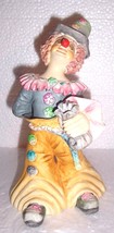 Handmade &amp; Handpainted Ceramic Clown With Flowers In His Hand by Guzman-... - $579.84