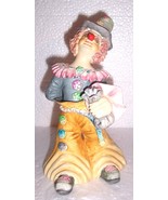 Handmade &amp; Handpainted Ceramic Clown With Flowers In His Hand by Guzman-... - $579.84