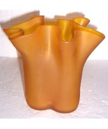 Vintage MUURLA Handblown &amp; Painted Orange Glass Handkerchief Vase - Finland - $111.70
