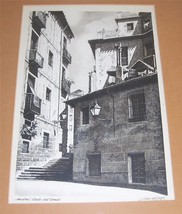 Vintage Signed J. Souza del Royo "Madrid calle del conde" Spain art print - $674.55