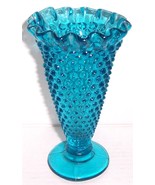 Vintage Turquoise Blue Large Hobnail Collectible Vase - $94.14