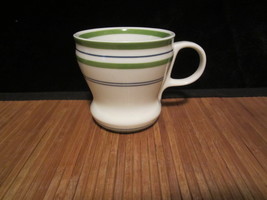 A Starbucks Coffee Tea Mug 2007 White w/Green &amp; Blue Stripes 12 oz - £10.21 GBP