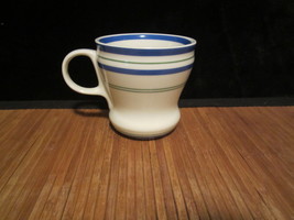 A Starbucks Coffee Tea Mug 2007 White w/Blue &amp; Green Stripes 12 oz - £10.21 GBP