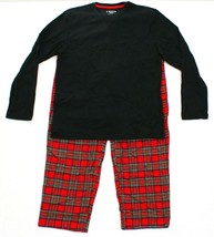 Izod Black Thermal Shirt &amp; Red Plaid Flannel Pant Sleepwear Set Men&#39;s Ne... - £39.31 GBP