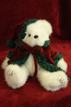 Ty 2000 White Bear with Burgundy &amp; Green Hat &amp; Cape - £10.16 GBP