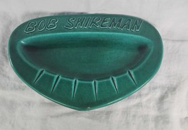 Vintage 1970s Vernco Party Ashtray Green Ceramic Bob Shireman 13&quot; x 9&quot; One Chip - £21.97 GBP