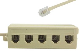 Home Telephone 5-Way Modular Outlet Landline Jack Cable Cord Wire Splitter VWLTW - $9.68