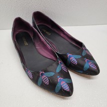 Nine West Women’s Speakup Black Flats Shoes Size 10 Embroidered Bees Pin... - $856.59 MXN
