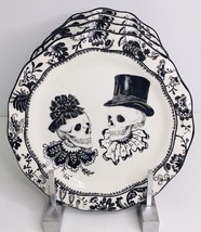 4 Dessert Salad Plates Potters Studio Halloween Duo Victorian Skull New - £41.69 GBP