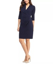 LONDON TIMES Petite Ruched Sheath Dress Navy Size 4P $99 - £32.57 GBP