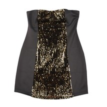 Kim Cine Dress Womens M Black Gold  Strapless Sequin Mini Tube Party Dress - £20.49 GBP