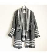 Anthropologie Saturday Sunday Portland Collar Kimono Sweater Gray Fringe OS - $47.98 CAD