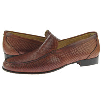 Alex D &quot;Fargo&quot; Venetian Loafer, Men&#39;s Slip-on Leather Shoes, Cognac Snake - £82.56 GBP