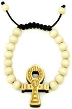Ankh Bracelet New Good Wood Style Adjustable Pull Cords Macrame 10mm Woo... - $12.86+