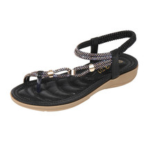 Large Size Women Pink Flat Sandals Open Toe Rhinestone Gladiator Slippers Summer - £25.68 GBP