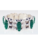 Gorgeous Sterling Silver Green Jade Warrior Bracelet Made in Mexico - $369.20 CAD