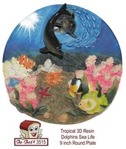 Vintage Suanti Galleries Dolphin Sea Life Undersea Creatures 3D Resin Art Plate - £23.55 GBP
