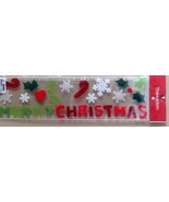 MERRY CHRISTMAS Gel Window Clings - 30 Pcs - Snowflakes, Candy Canes, Holly - £3.12 GBP