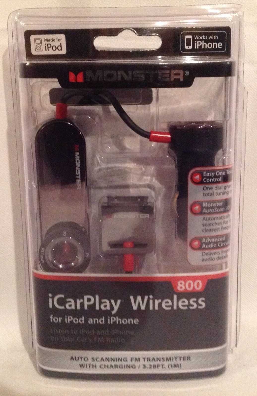 Monster iCarPlay Wireless 800FM Transmitter & Charger for iPod/iPhone NEW IN PKG - £15.93 GBP