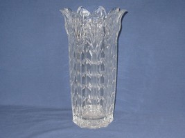 24% Lead Crystal Vase Fifth Ave Ltd Vtg Petal Flared Rim 11&quot; tall Clear USA - £17.76 GBP