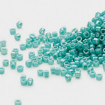 Miyuki Delicas 11/0, Op Turquoise AB 166, 50g bag of glass cylinder bead... - £11.59 GBP