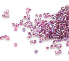 Miyuki Delicas 11/0, Lined Magenta AB 056, 50g beads, fuschia purple pink - £11.33 GBP