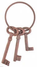 Decorative Cast Iron Jailers Key Ring 3 Keys Home Decor Accent Vintage S... - £5.89 GBP