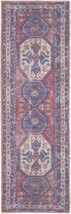 2' X 6' Red And Navy Oriental Power Loom Distressed Washable Runner Rug - $1,942.61 MXN