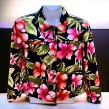 Carib EAN Joe Collared Button Front Long Sleeve Pocketed Floral Blazer Size Xl - £32.40 GBP