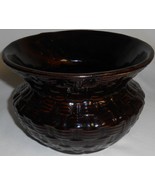 Brush McCoy EMBOSSED CUSPIDOR Brown Basketweave Design MADE IN USA - $61.84 CAD