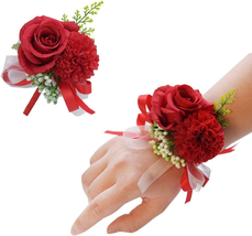2PCS Rose Flower Wrist Corsage Boutonniere Set Handmade Artificial Corsa... - £14.14 GBP