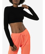 NWT Adam Selman Sport Carbon38 Rib Knit Black Crewneck Shrug Crop Top XS - $75.00