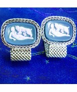Grotesque Cufflinks Nude Pan &amp; Lover Incolay Mythical Devil Extra large ... - $425.00