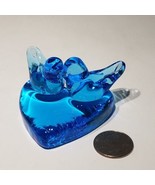 VTG Two Glass Blue Birds of Happiness on Heart Ron Ray Signed 1992 EUC - $25.95