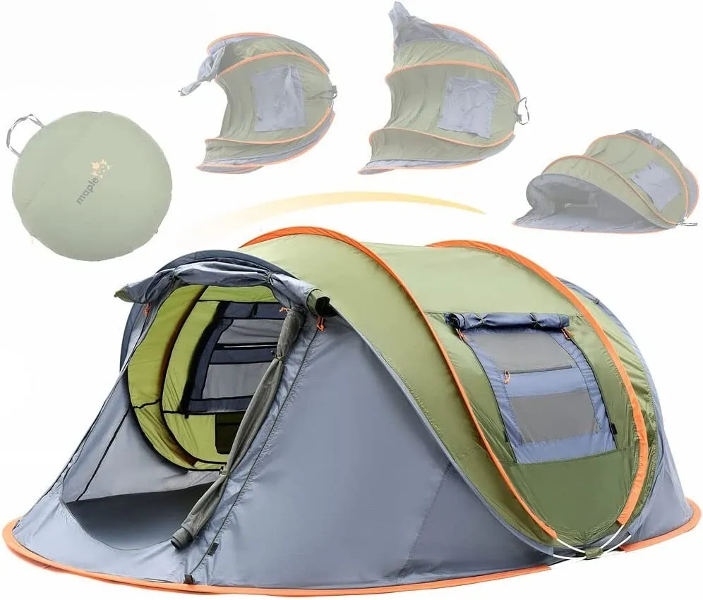  UPF50+ Waterproof Camping Tent - 4-Person Easy Pop Up Tent with 2 Doors  - £78.98 GBP