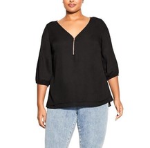 City Chic Womens Large Black Sexy Fling Elbow Sleeve Top NWT CF86 - £23.49 GBP