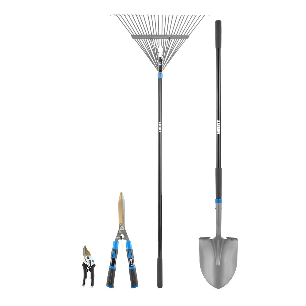 HART Garden Tool Starter Kit - Digging Shovel, Leaf Rake, Hedge Shears, 5/8&quot; - £240.12 GBP