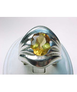 Genuine CITRINE RING in Sterling Silver - Size 6 3/4 - FREE SHIPPING - £82.62 GBP