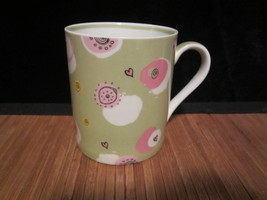 2007 Starbucks Coffee Cup Mug Hearts Breakfast Cocoa Circles Tea Green 12 oz - £11.79 GBP